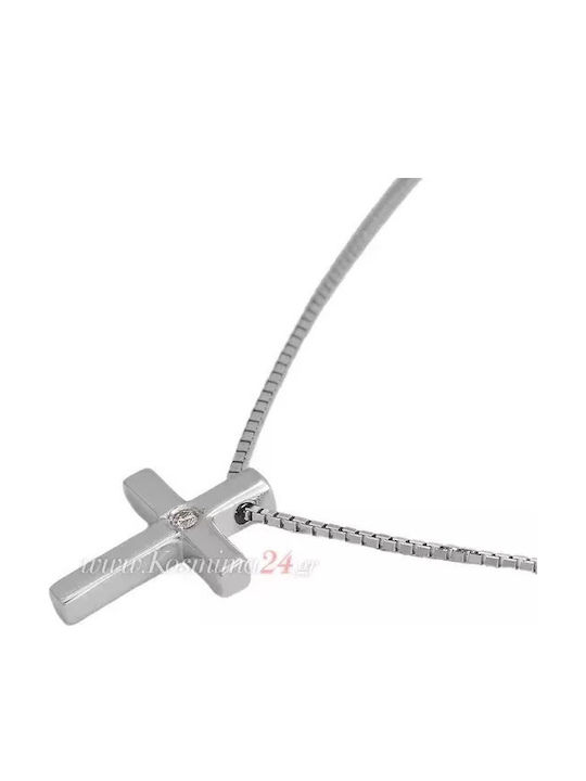 Women's White Gold Cross 18K with Chain