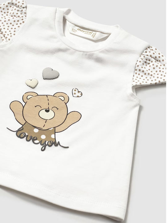 Kinderhemd Kurzarm Weiß-beige