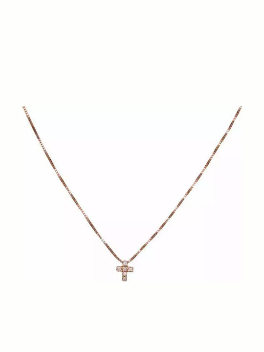 Cruci Femeie Aur Roz 18 Carate Cu Lanț Cruci Femeie Aur Roz 18 Carate Cu Lanț