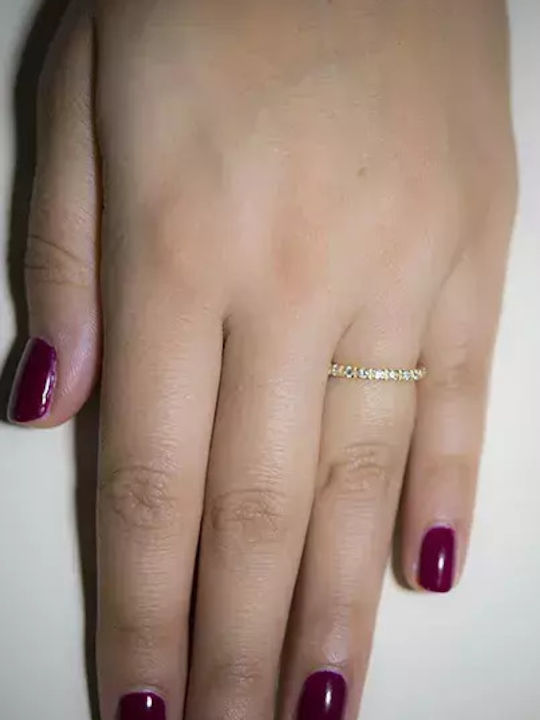 Ring Small Wedding Band with Zircon made of Gold 14K