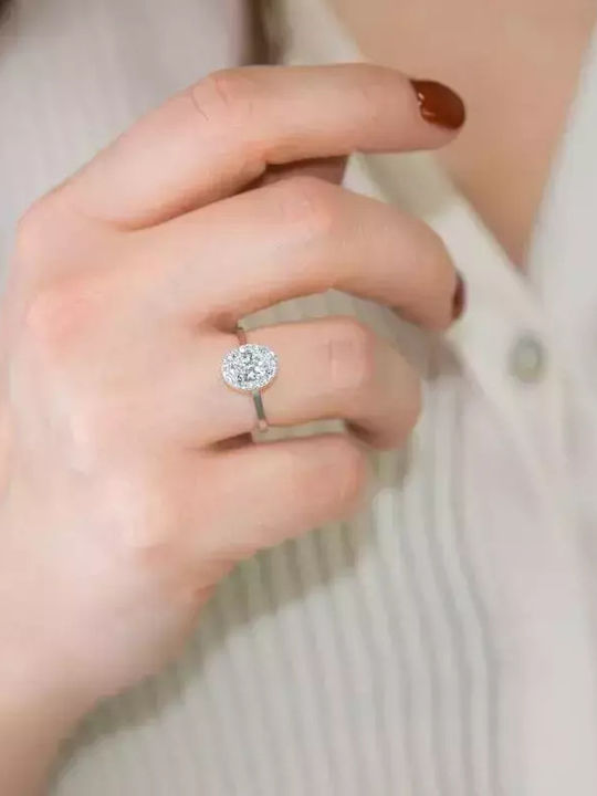 Ring with Zircon made of White gold 14K