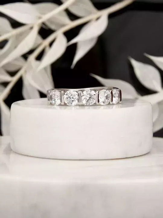 Damen Ring Vollring mit Zirkonia aus Weißgold 14K