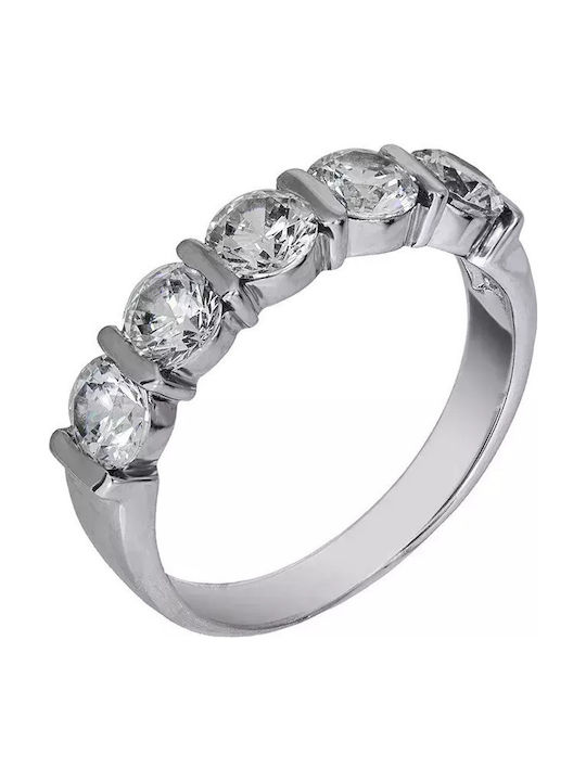 Damen Ring Vollring mit Zirkonia aus Weißgold 14K