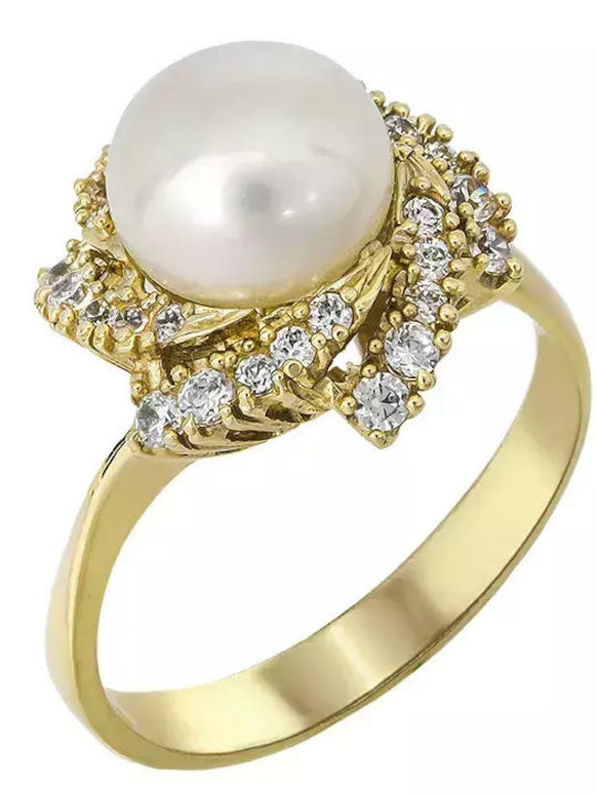 Femeie Inel cu Perle din Aur 14K