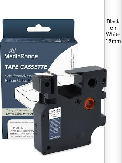 MediaRange Ταινία Ετικετογράφου 1m x 19mm σε Μαύρο Χρώμα Συμβατή με Dymo D1, Dymo Rhino/IND