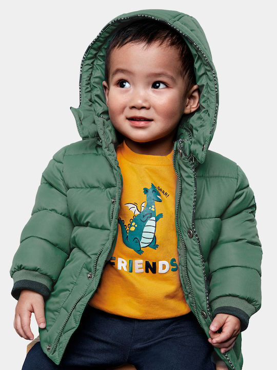 Daunen-Kinderjacke Kurz mit Futter & Kapuze Grün
