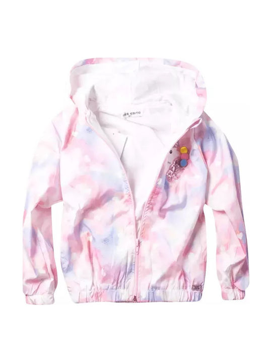 Shinny Unicorn Kids Casual Short Windproof Coat with Hood Pink