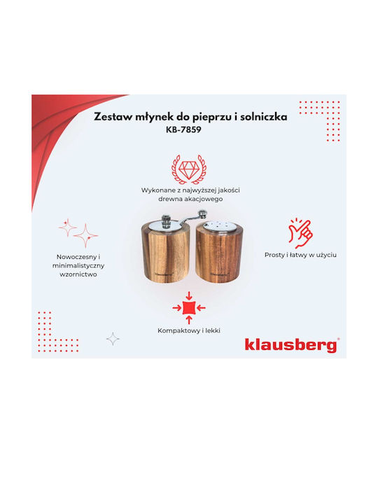 Klausberg Χειροκίνητος Μύλος Πιπεριού Κεραμικός σε Καφέ Χρώμα