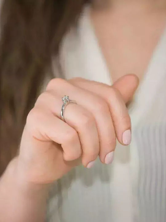 Single Stone Ring in White Gold 18K with Diamond