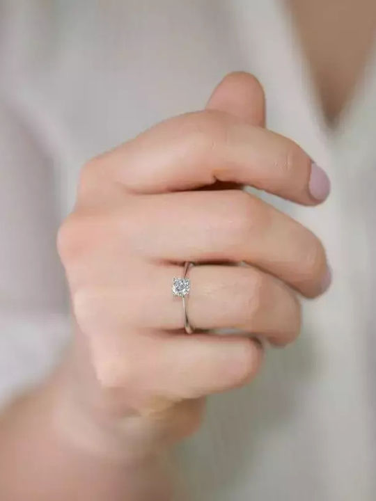 Einzelstein aus Weißgold 18K mit Diamant