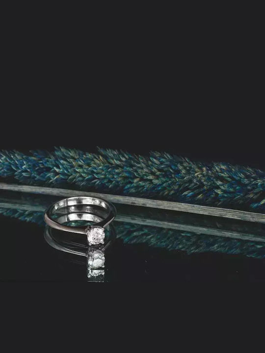 Einzelstein aus Weißgold 18K mit Diamant