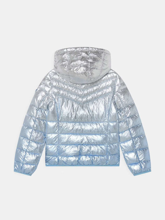 Kids' Quilted Jacket Short with Hood Silver