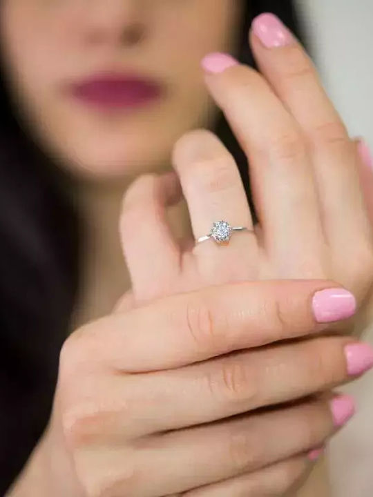 Μονόπετρο από Λευκόχρυσο 14K με Ζιργκόν