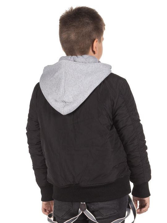 Jacket Παιδικό Casual Μπουφάν Κοντό με Κουκούλα Χακί