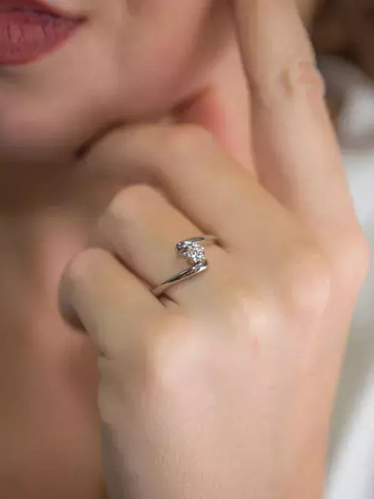 Einzelstein aus Weißgold 18K mit Diamant