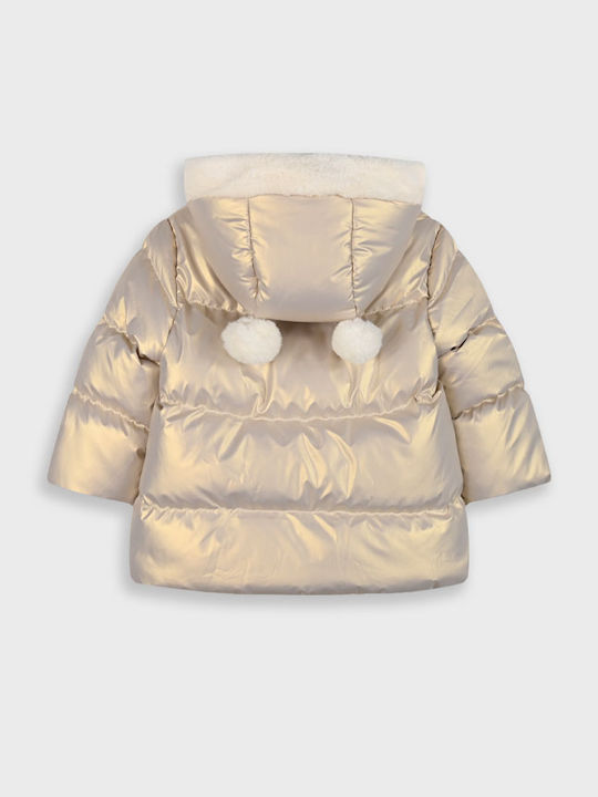 Kids Casual Short Coat with Hood Gold