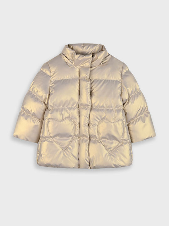 Kids Casual Short Coat with Hood Gold
