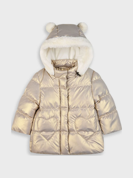 Kids Casual Short Coat with Hood Gold