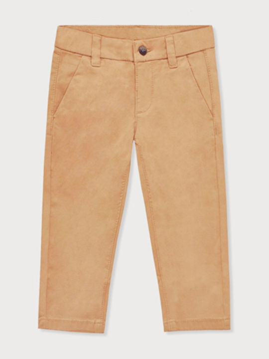 Kids' Chino Fabric Pants Brown Basic