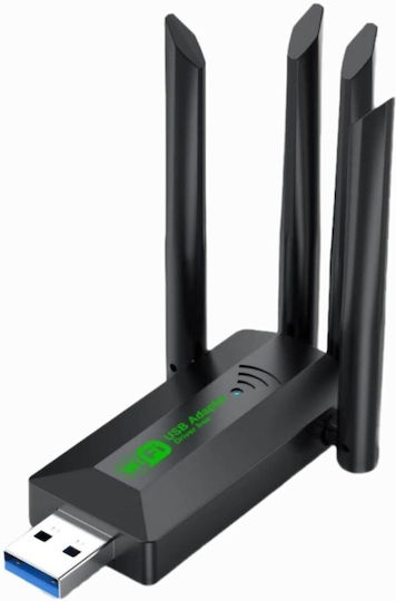 Wifi USB Адаптер Dual Band 2.4G+5GHz Wi-fi Dongle 4 Антени 802.11ac USB 3.0 Високоскоростен 1200Mbps Приемник Безжична Карта За PC Laptop