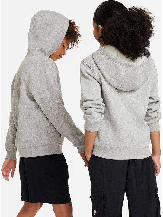 Athletic Kids Sweatshirt Cardigan Cotton with Hood Gray Sportswear Club