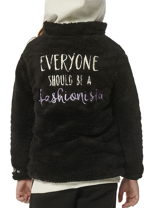 Cardigan pentru copii Fleece cu Glugă Neagră