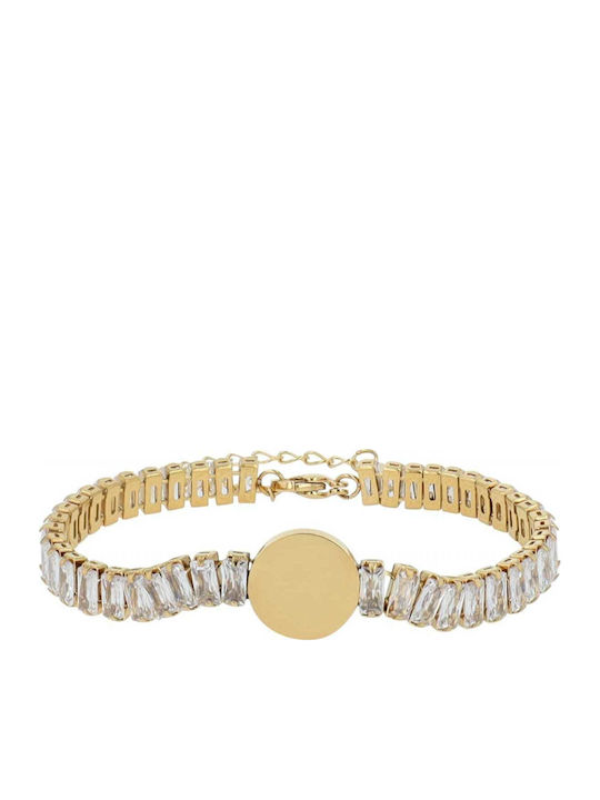 Akzent Women's Riviera Bracelet Made of Stainless Steel Gold Plated with Zircon 16.5cm