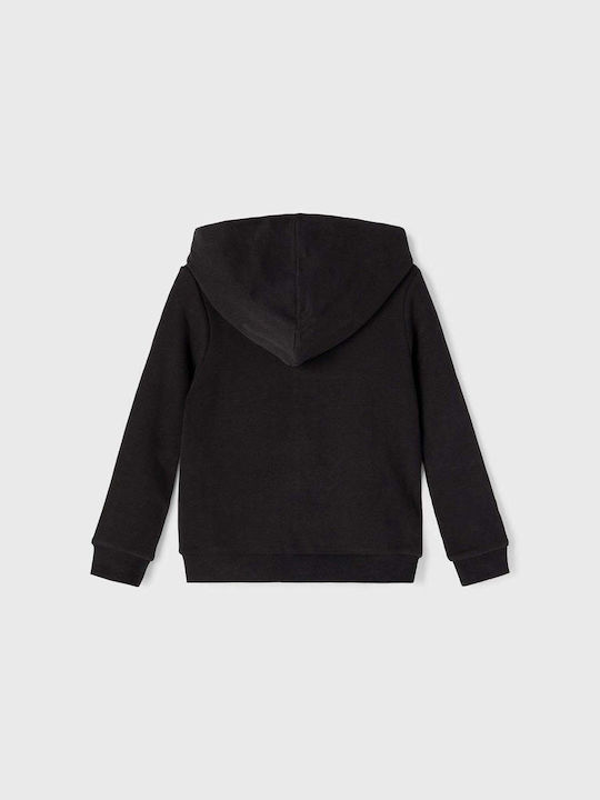 Kids Sweatshirt Cardigan Cotton with Hood Black