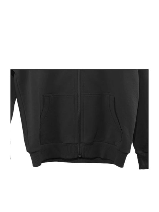 Kids Sweatshirt Cardigan Cotton with Hood Black