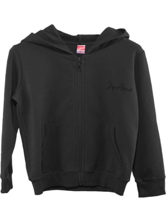 Kids Sweatshirt Cardigan Cotton with Hood Black