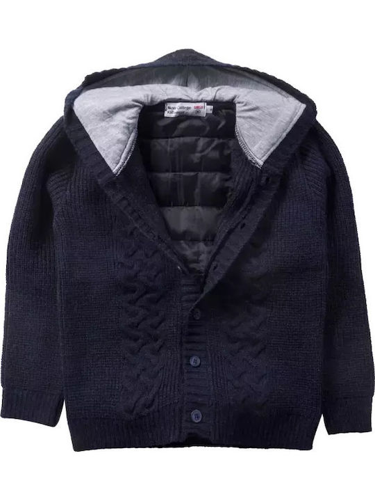 Kids Cardigan Cotton with Hood Navy Blue