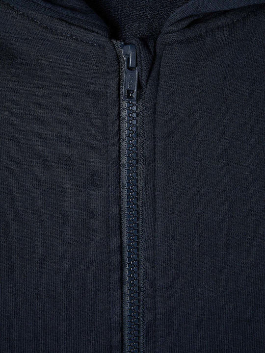 Kids Sweatshirt Cardigan Cotton with Hood Dark Blue
