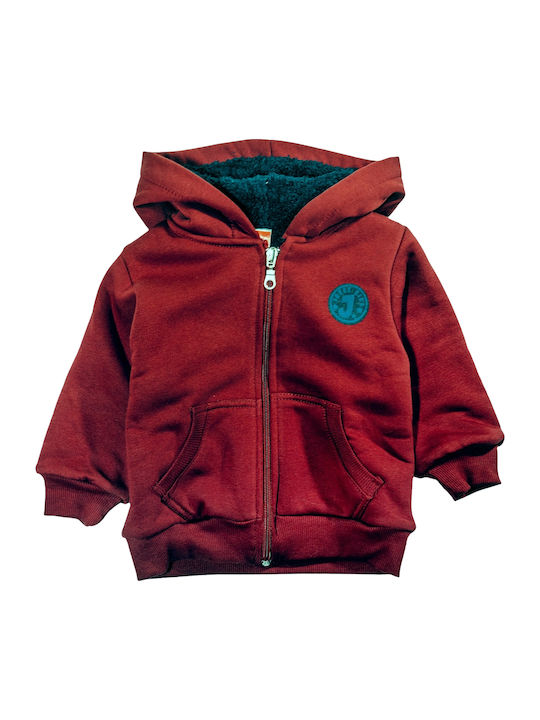 Kids Sweatshirt Cardigan Cotton with Hood Burgundy