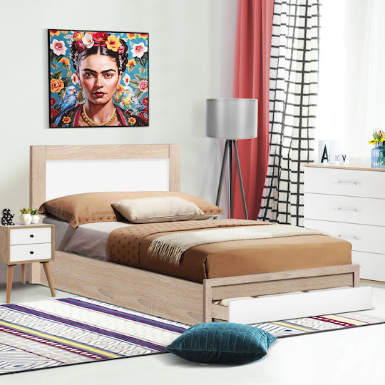 Melany Bett Einzelbett Holz Sonama-white für Matratze 90x190cm