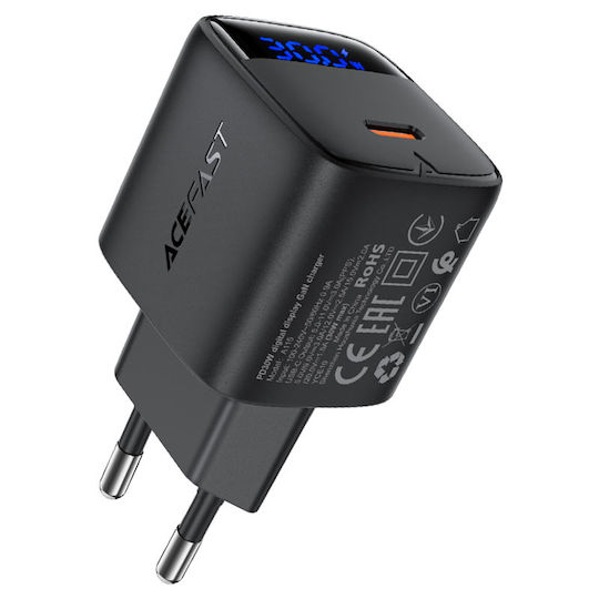 Acefast Φορτιστής Χωρίς Καλώδιο GaN με Θύρα USB-C 30W Μαύρος (A115)