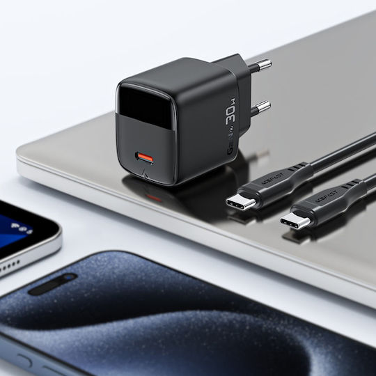 Acefast Φορτιστής Χωρίς Καλώδιο GaN με Θύρα USB-C 30W Μαύρος (A115)