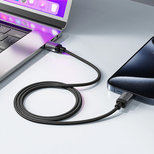 Acefast Braided USB 2.0 Cable USB-C male - USB-C 60W Μαύρο 1.2m C20-03
