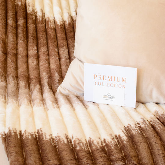 My Home Luxury Κουβέρτα Fleece Υπέρδιπλη 220x240εκ. Εκρού - Σκούρο Καφέ