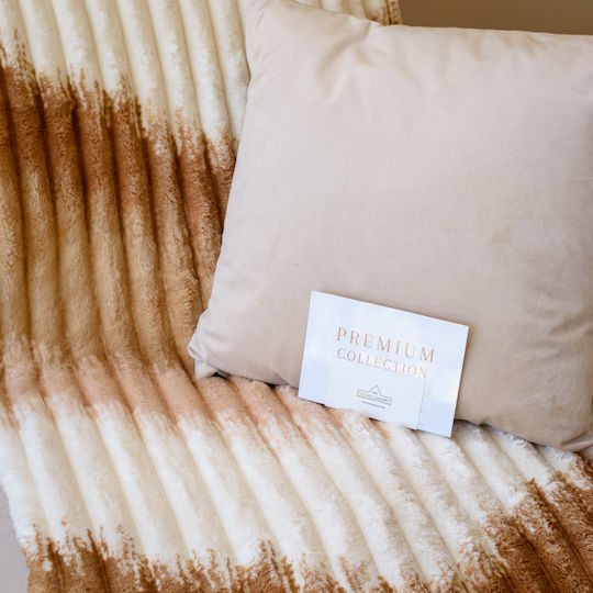 My Home Luxury Κουβέρτα Fleece Υπέρδιπλη 220x240εκ. Εκρού - Καφέ