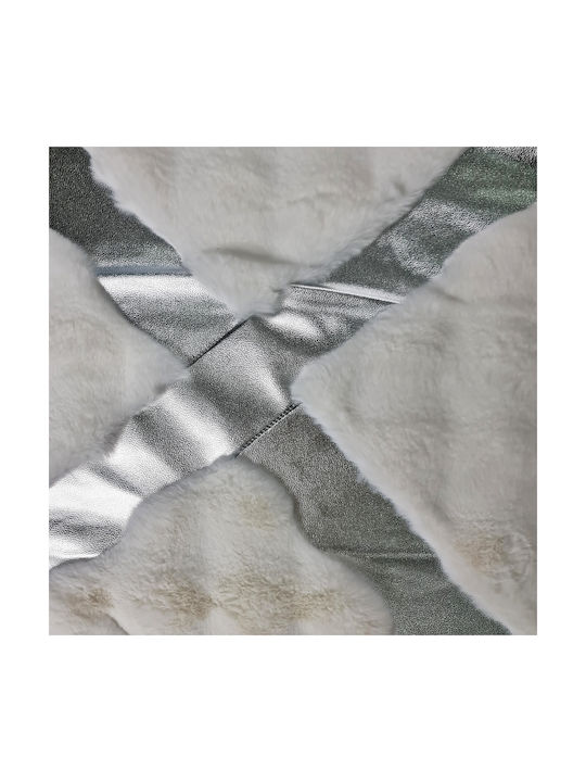 Saray Home Rabbit Luxurius Σετ Μοντέρνα Χαλιά Κρεβατοκάμαρας Λευκό-ασημί DSN05 WHSLV 3τμχ