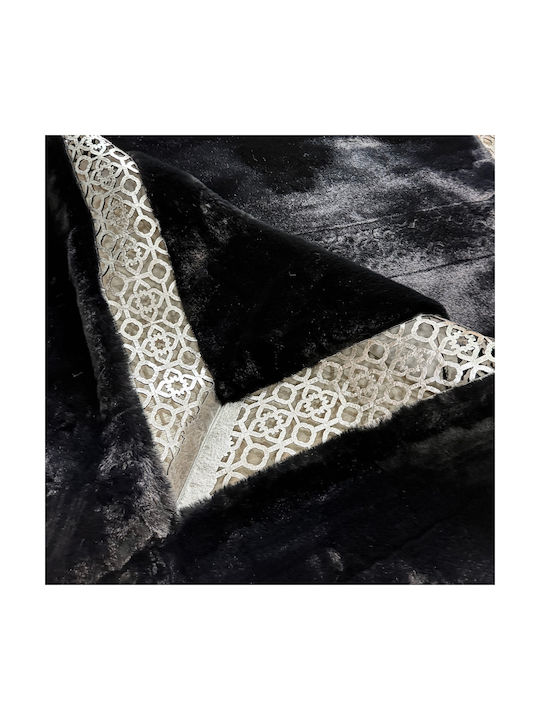 Saray Home Rabbit Luxurius Σετ Μοντέρνα Χαλιά Κρεβατοκάμαρας Μαύρο-ασημί DSN01 BLCSLV 3τμχ