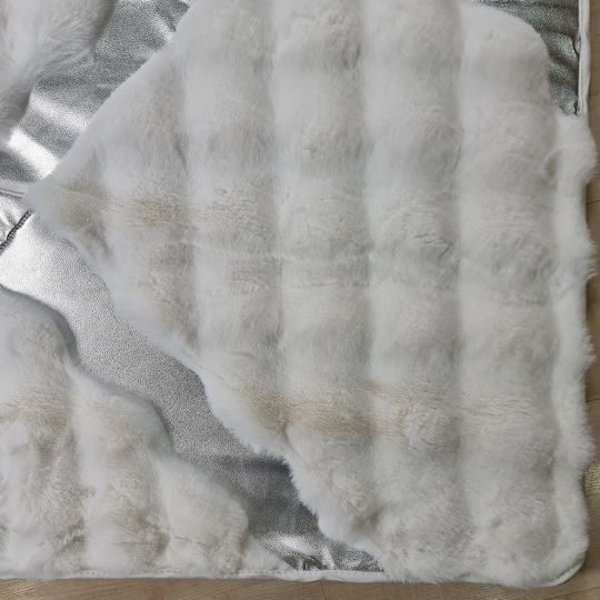 Saray Home Rabbit Luxurius Modern Bedroom Rugs Set White-silver DSN05 WHSLV 3pcs