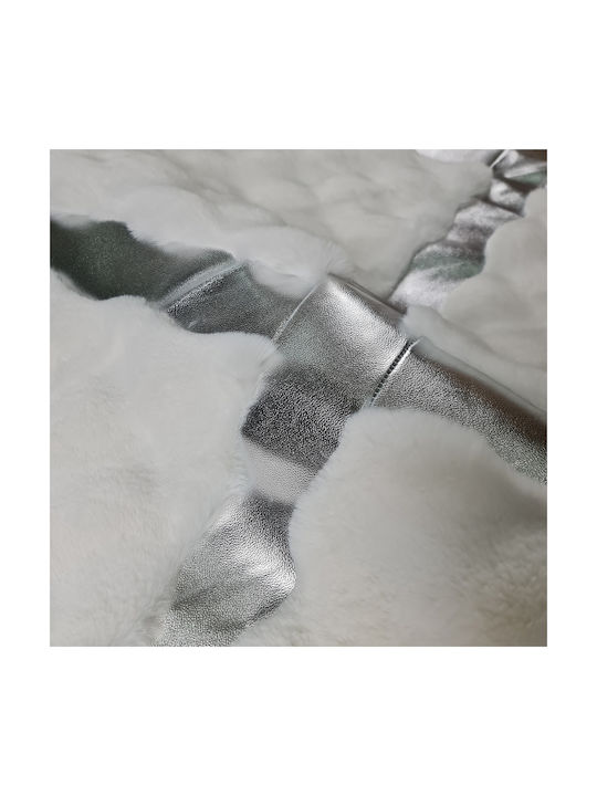 Saray Home Rabbit Luxurius Σετ Μοντέρνα Χαλιά Κρεβατοκάμαρας Λευκό-ασημί DSN05 WHSLV 3τμχ