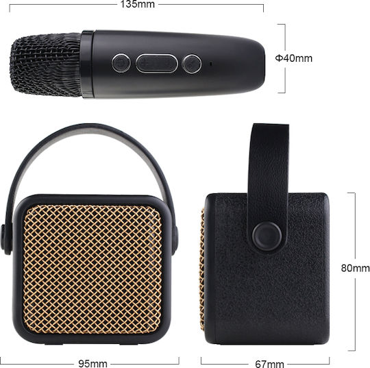 Kisonli Karaoke Lautsprecher mit Kabellosen Mikrofonen und Lichteffekten G23 GB-22298 Schwarz