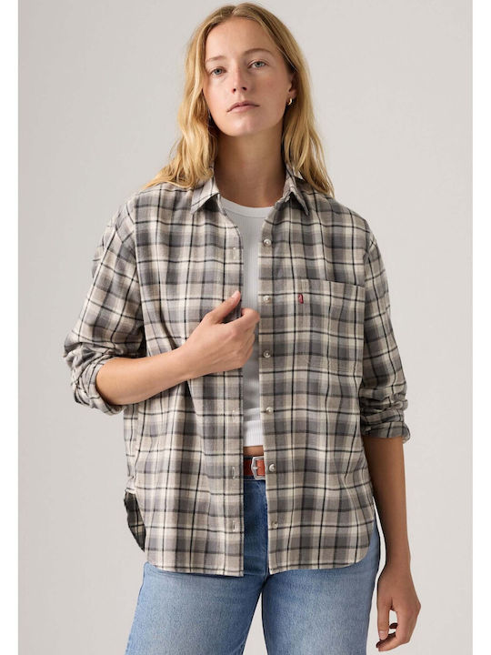 Western Long Sleeve Women's Shirt Gray Checked