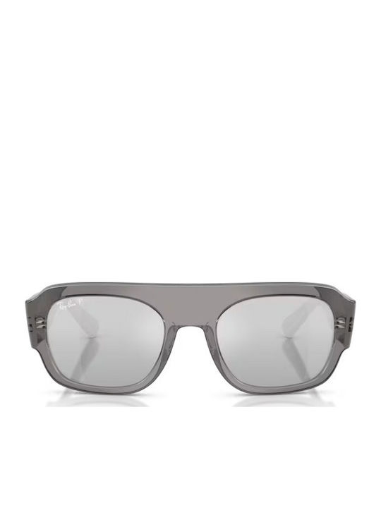 Ray Ban Unisex Sunglasses with Gray Plastic Frame and Silver Polarized Mirror Lens