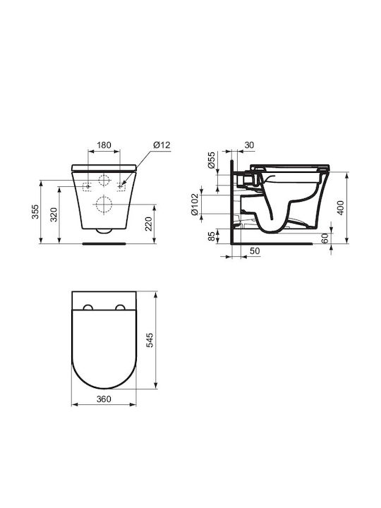 Ideal Standard Λεκάνη Κρεμαστή με Κάλυμμα Soft Close Λευκή Ideal Standard Λεκάνη Κρεμαστή με Κάλυμμα Soft Close Λευκή