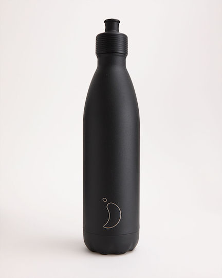 Chilly's Original Series Sports Μπουκάλι Θερμός Ανοξείδωτο BPA Free 750ml All Black