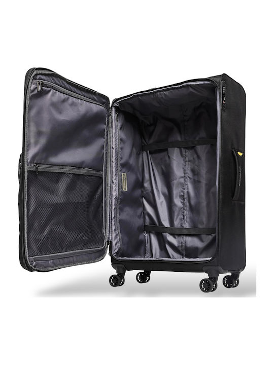 Mandarina Duck Zephyr Μεγάλη Βαλίτσα Ταξιδίου Υφασμάτινη Black με 4 Ρόδες Ύψους 78εκ.