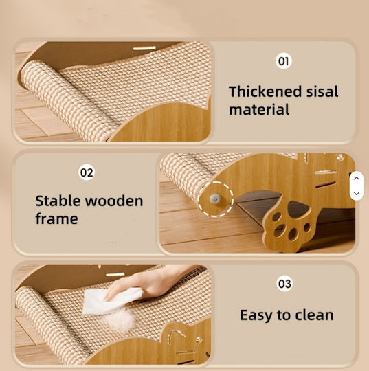 Bed – Cat Scratcher 2 in 1 Large Sisal Rope Wooden Frame 18p-7720